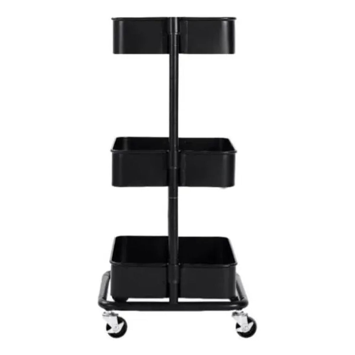 GENERICO - Carro Organizador 3 Niveles Acero Negro Con Ruedas 30kg