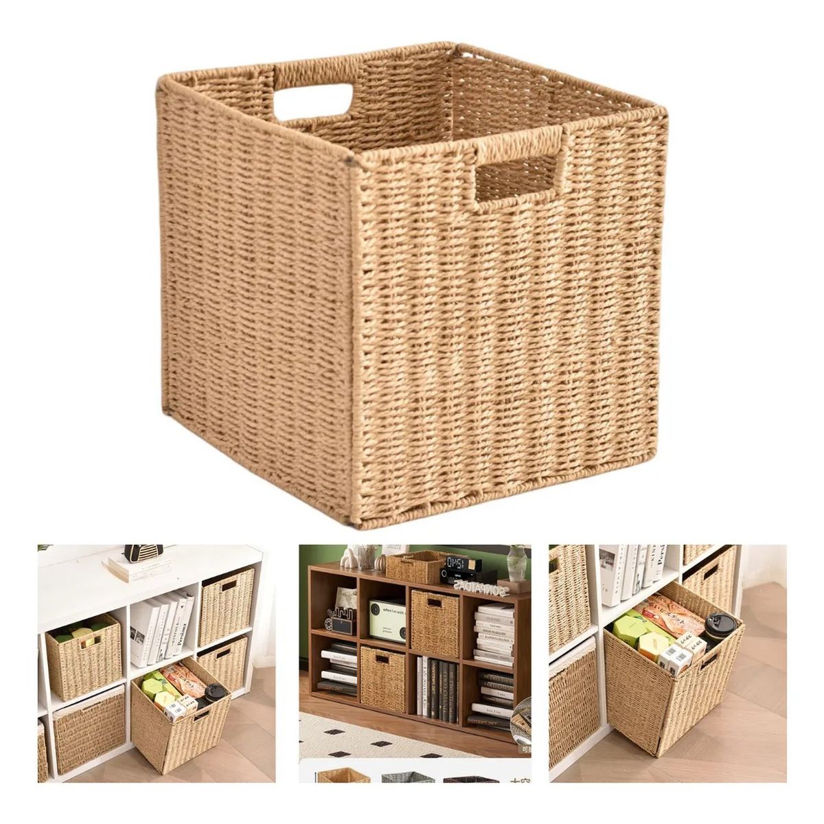 GENERICO - Caja Organizadora Tejida 27x27x27cm Rectangular