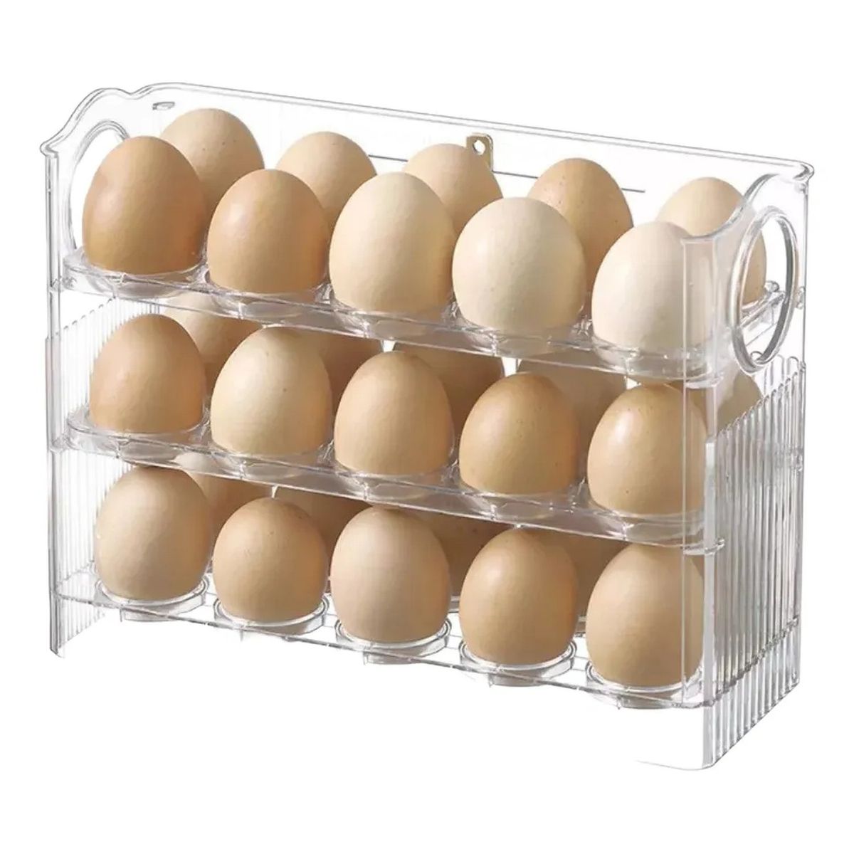 GENERICO - Organizador de Huevos Transparente 3 Niveles Plástico Rectangular 26x10x202 Cm