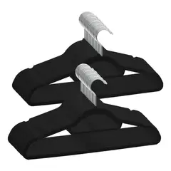 GENERICO - Perchas Antideslizantes Terciopelo Negro Resistentes 50 Piezas