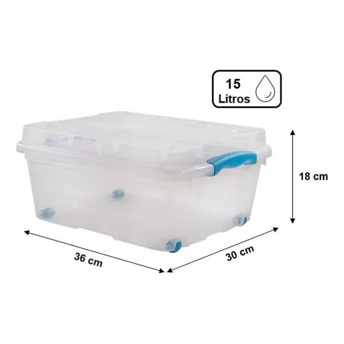 GENERICO - Caja de Almacenamiento Plástica 15L con Ruedas Transparente