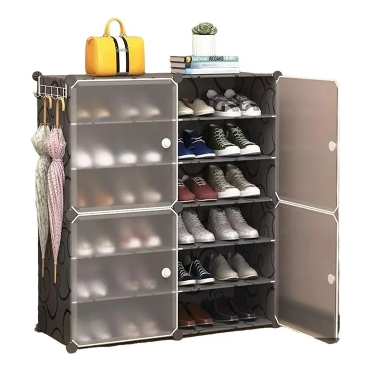 GENERICO - Zapatero Modular Plástico Multifuncional con Puertas Transparente