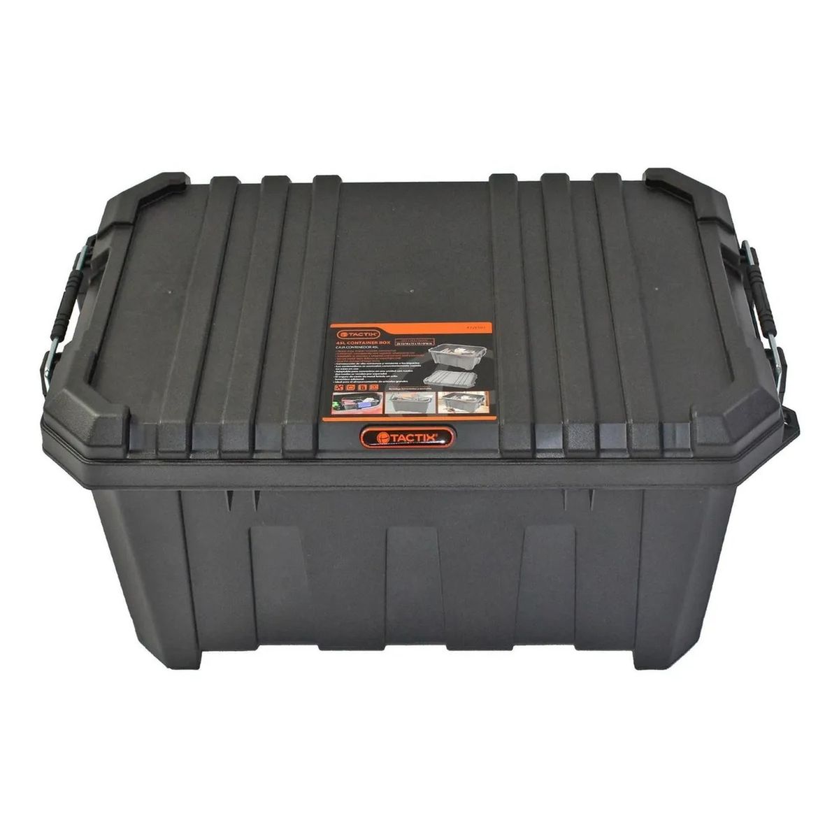 GENERICO - Contenedor de Almacenamiento Plástico Resistente Negro 50L