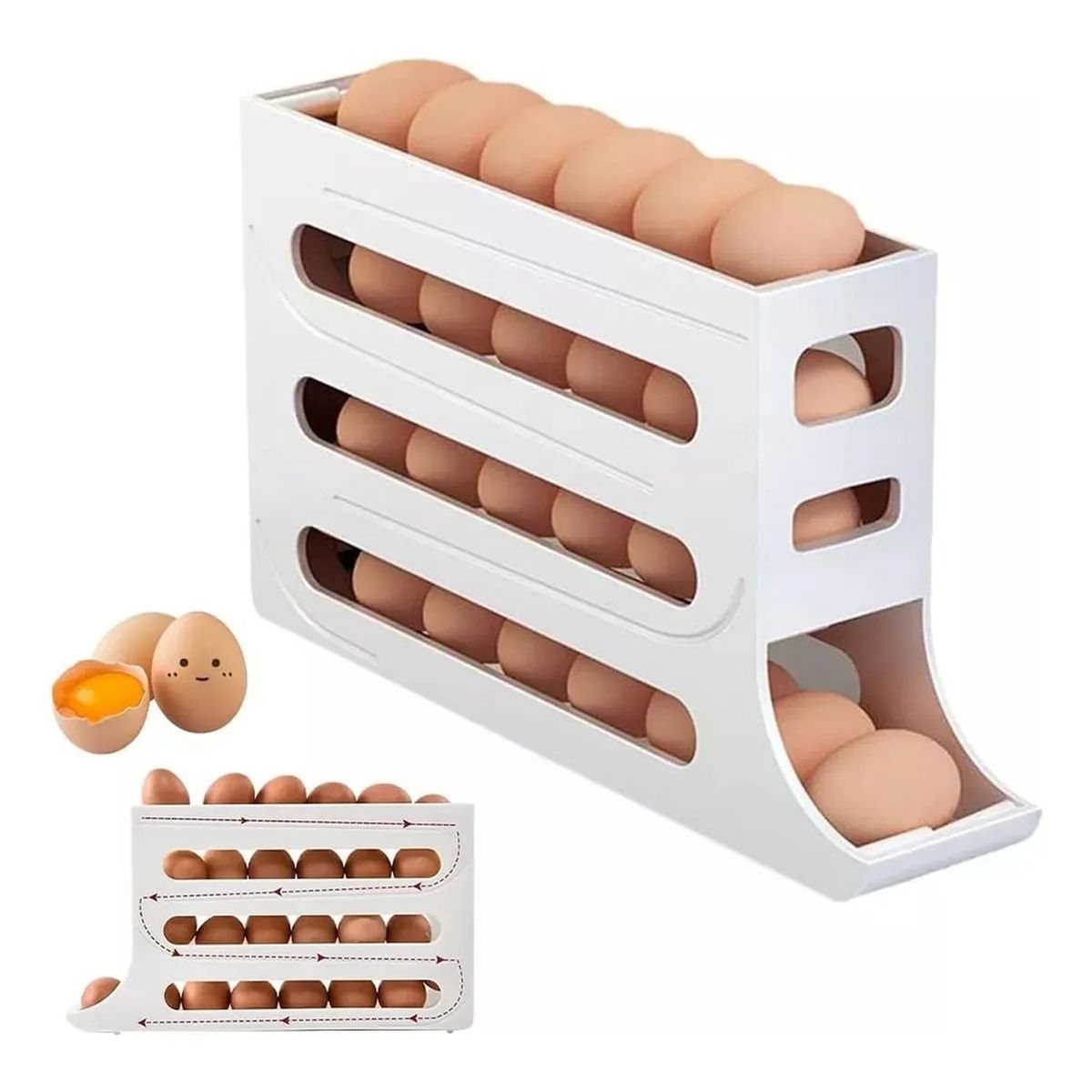 GENERICO - Contenedor de Huevos Apilable 30 Unidades Plástico Blanco