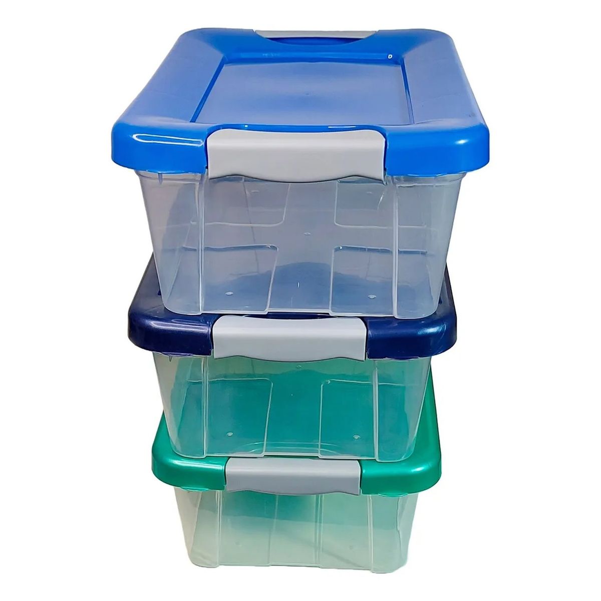GENERICO - Caja Plástica Transparente con Tapa Colores Variados Apilable