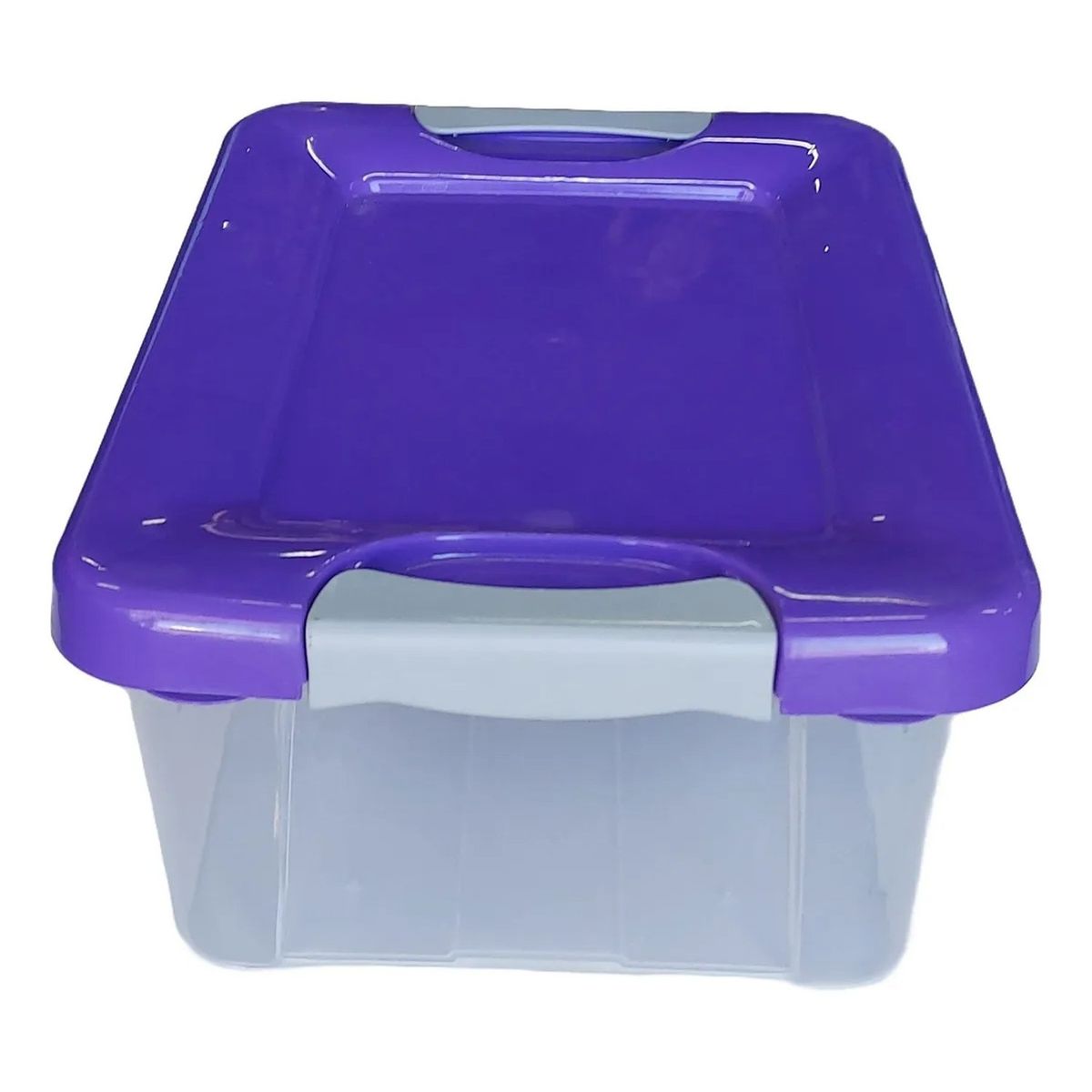 GENERICO - Caja Plástica Transparente con Tapa Colores Variados Apilable