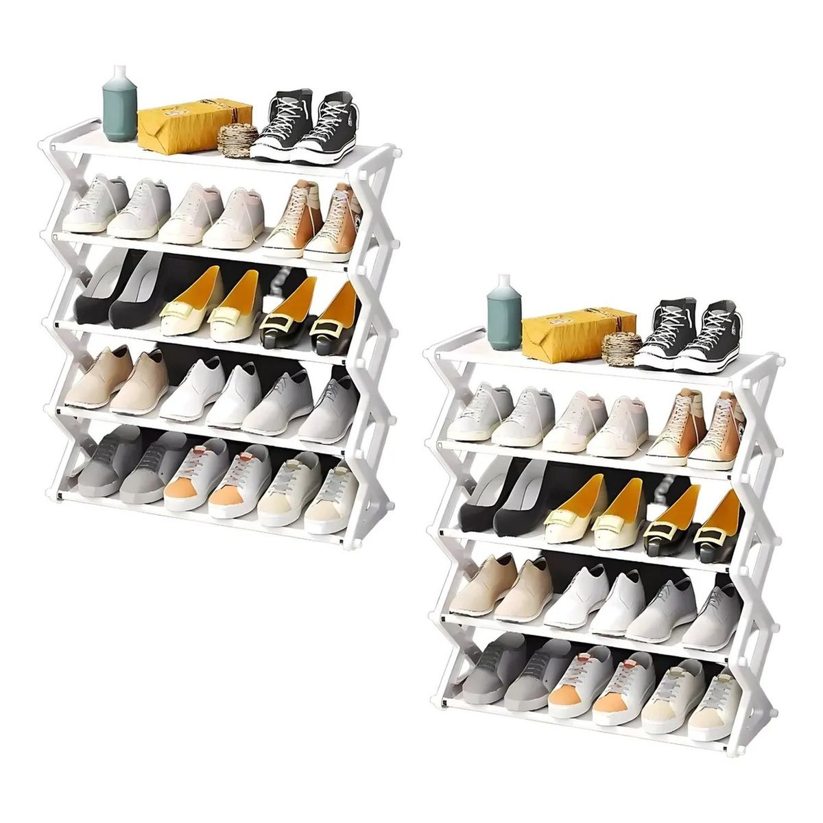GENERICO - Estantería de Zapatos Plegable 5 Niveles Plástico Negro