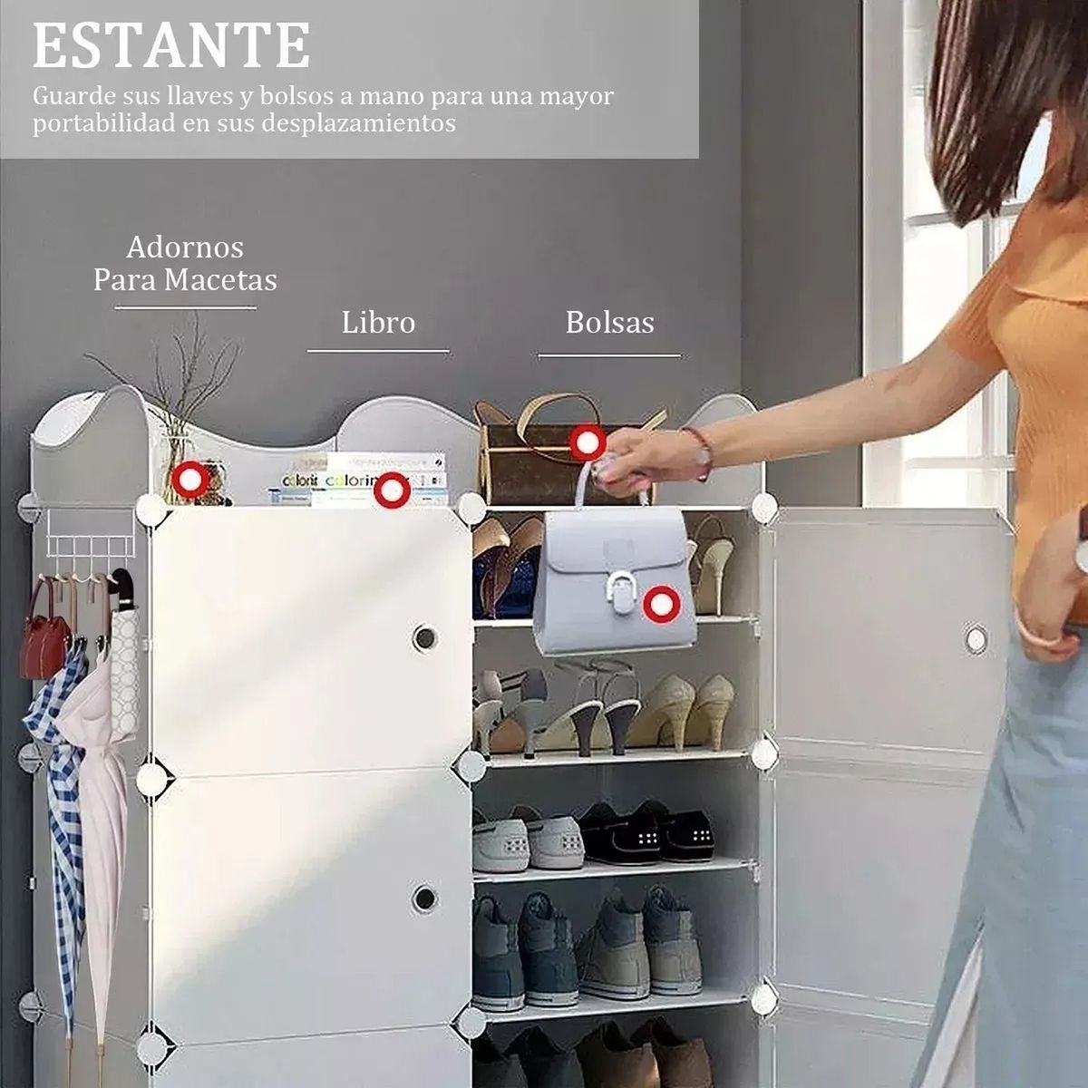 GENERICO - Estante Organizador Modular Zapatos y Accesorios 6 Compartimientos Blancos