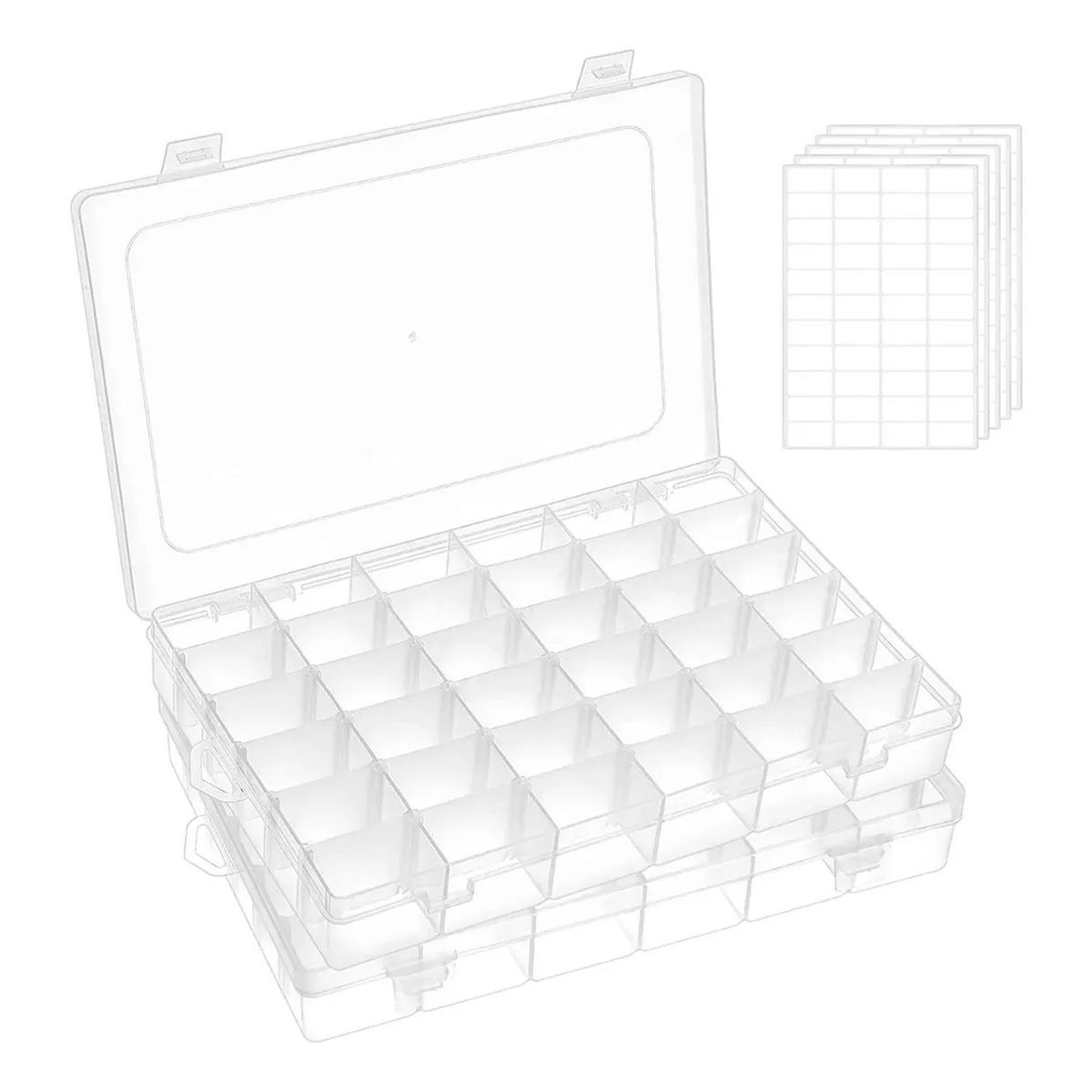 GENERICO - Caja Organizador Plástica Compartimentos Transparentes 2 Piezas