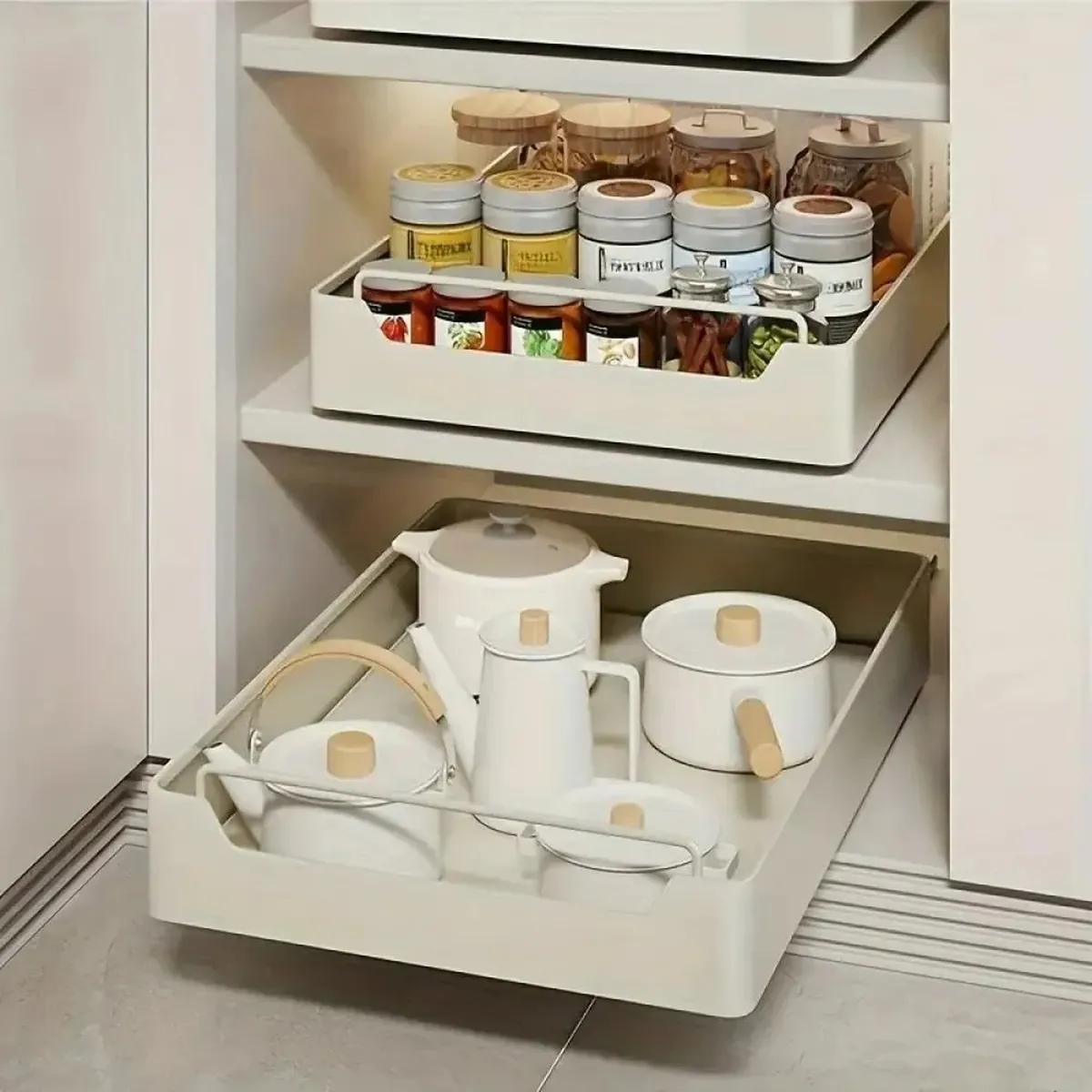 GENERICO - Estante Deslizante Multiuso Adhesivo para Alacena Cocina Blanco