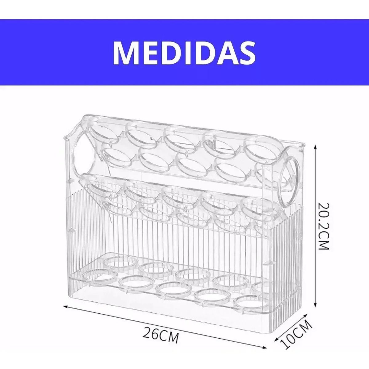GENERICO - Dispensador De Huevos Apilable Transparente Plástico 26cm
