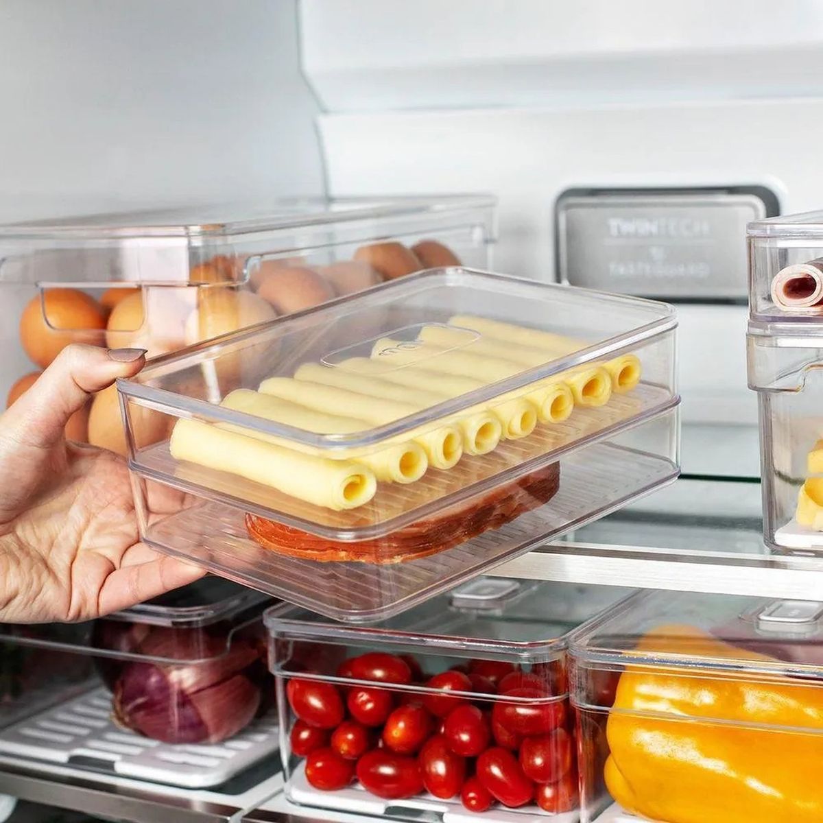 GENERICO - Contenedor De Plástico Transparente Refrigerador Apilable Rectangular