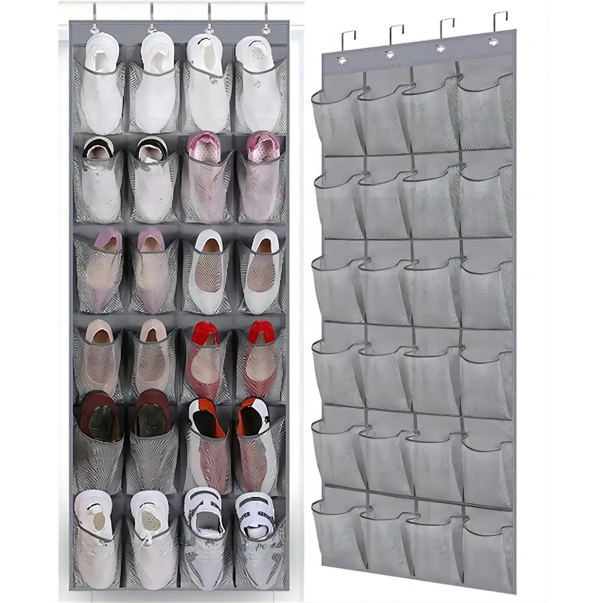 GENERICO - Organizador de Zapatos Colgante 24 Bolsillos Gris