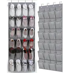 GENERICO - Organizador de Zapatos Colgante 24 Bolsillos Gris