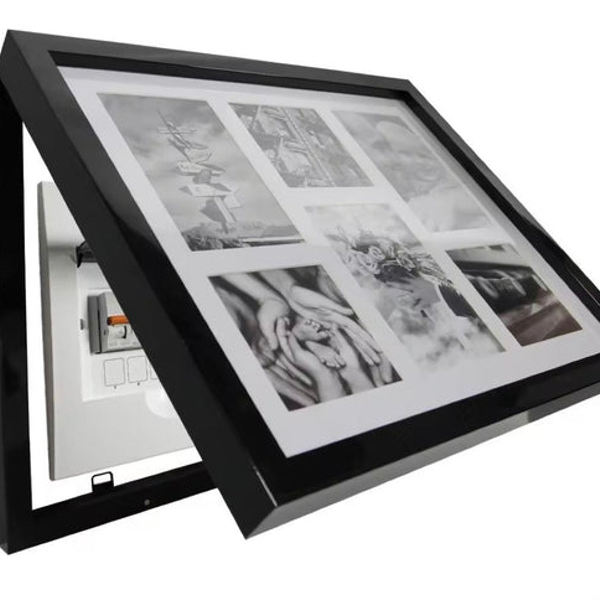 VGO - Caja madera con bisagra 37x31 tapa cajas de electricidad Negro Vgo