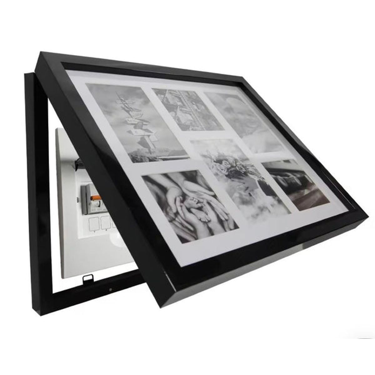 VGO - Caja madera con bisagra 37x31 tapa cajas de electricidad Negro Vgo