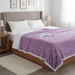 GENERICO - Frazada Con Chiporro Polar Camas King - 2 Plazas 220x230cm - Lila - King