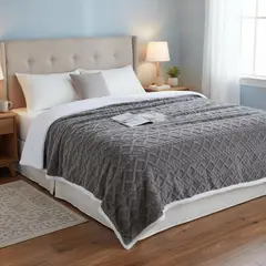GENERICO - Frazada Con Chiporro Polar Camas King - 2 Plazas 220x230cm - Gris oscuro - King
