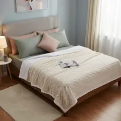 GENERICO - Frazada Con Chiporro Polar 1.5 Plazas Medida 150x200cm - Crema - 1,5 Plazas