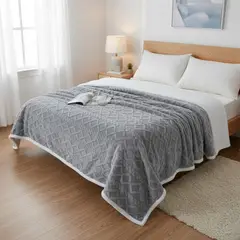 GENERICO - Frazada Con Chiporro Polar 1.5 Plazas Medida 150x200cm - Gris - 1,5 Plazas
