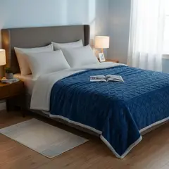 GENERICO - Frazada Con Chiporro Polar Camas King - 2 Plazas 220x230cm - Azul marino - King