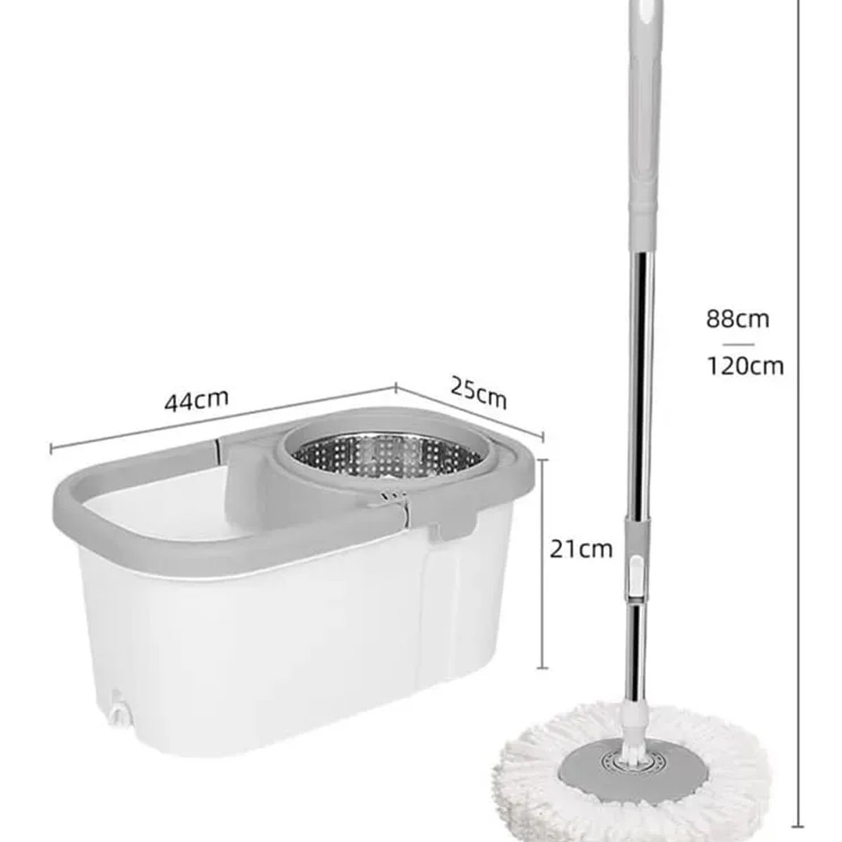NO LOGO - Trapeador Giratorio Mopa Para Piso 360° Balde Blanco