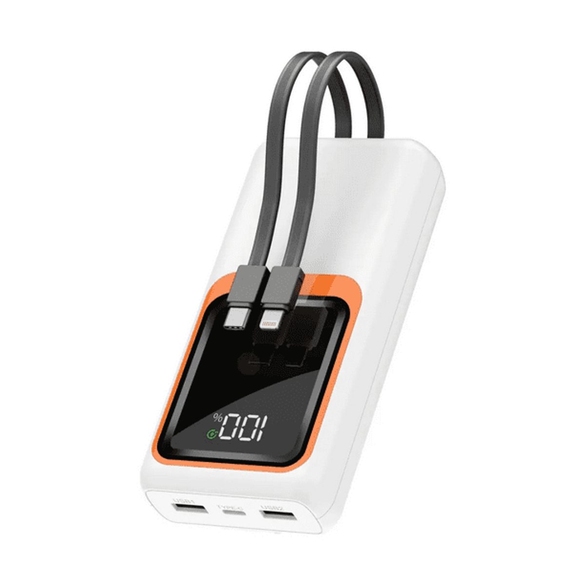 NO LOGO - Cargador Portátil Power Bank 2 Cables 30000mah Blanco