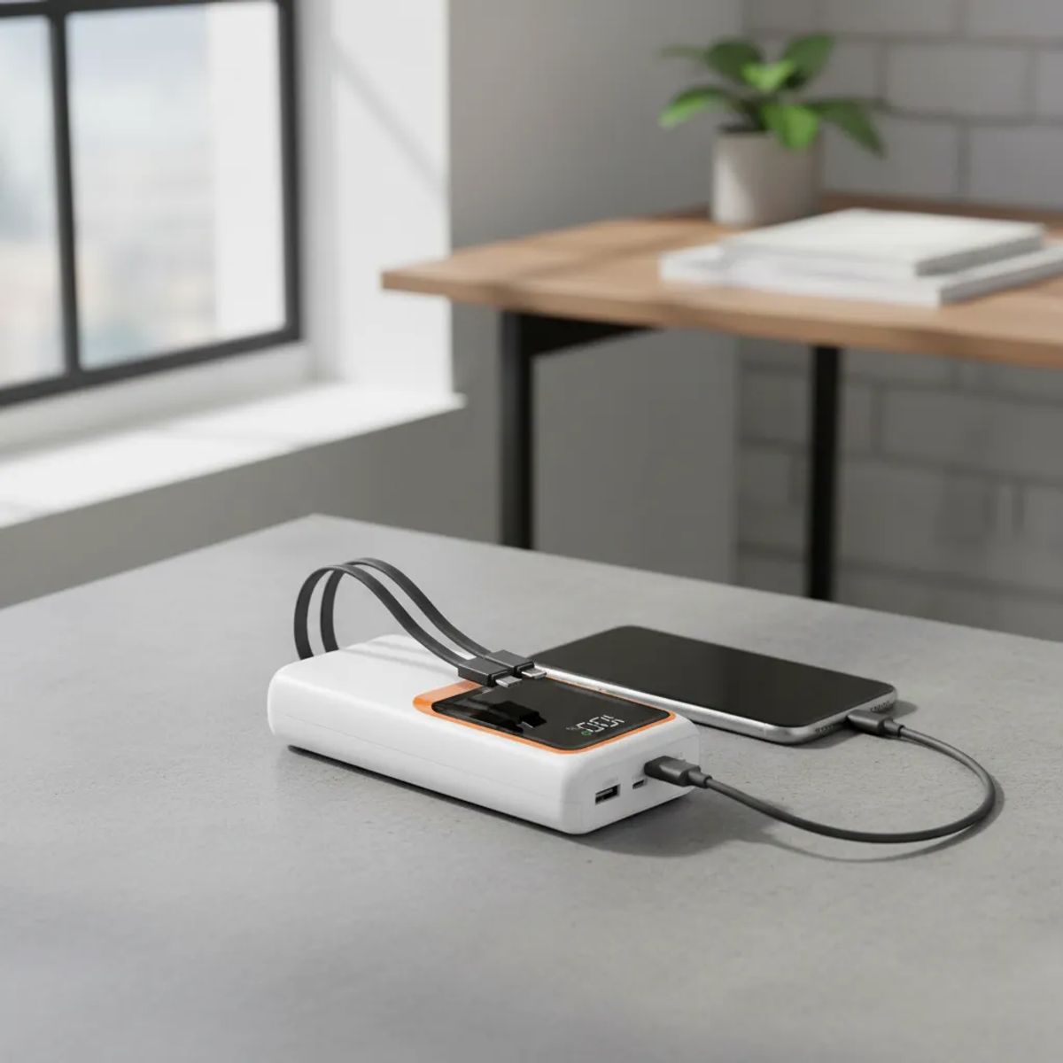 NO LOGO - Cargador Portátil Power Bank 2 Cables 30000mah Blanco