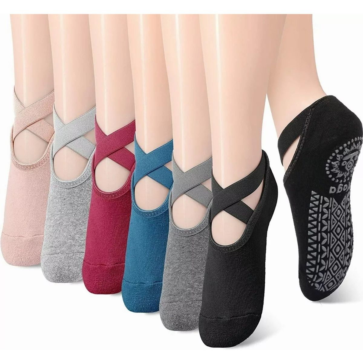 GENERICO - Calcetines Antideslizantes Yoga Pilates Fitnics Set 3 Pares