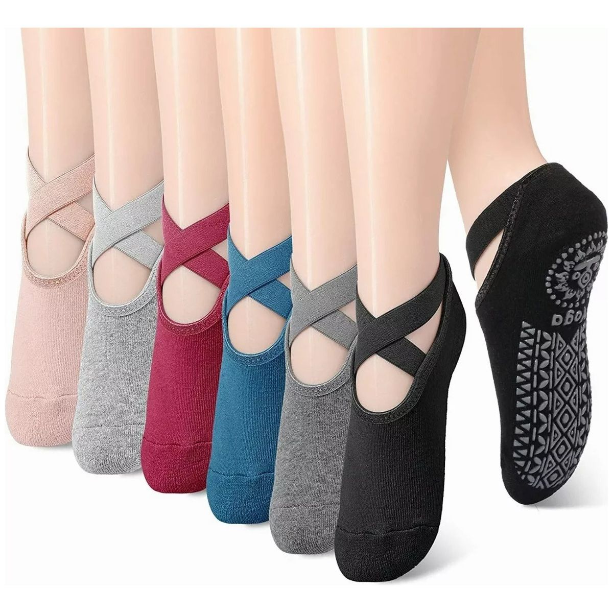 GENERICO - Calcetines Antideslizantes Yoga Pilates Fitnics Set 3 Pares