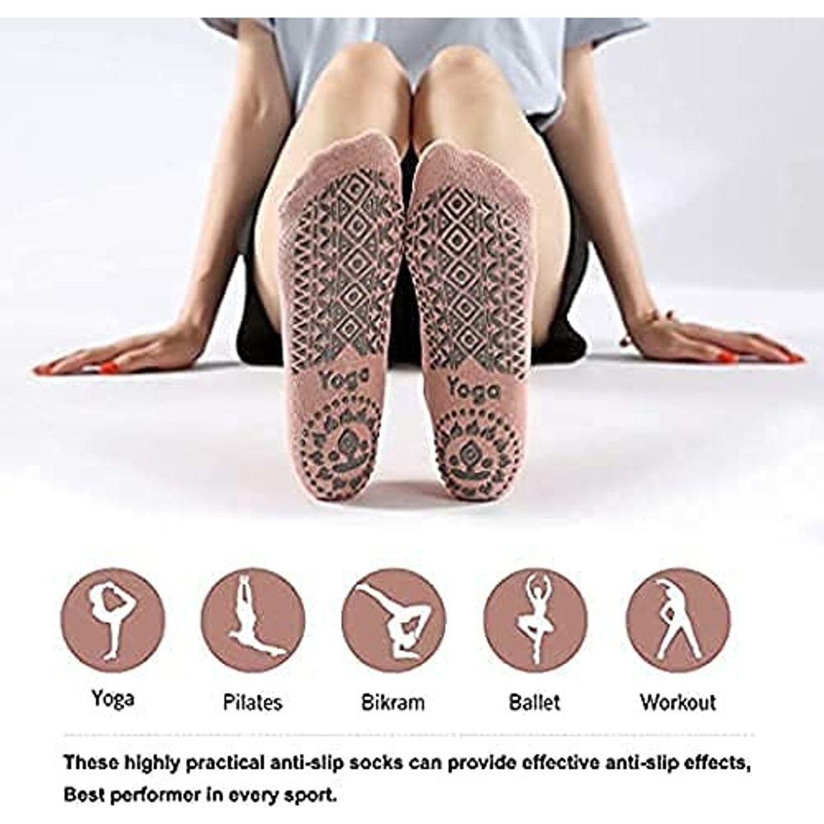 GENERICO - Calcetines Antideslizantes Yoga Pilates Fitnics Set 3 Pares