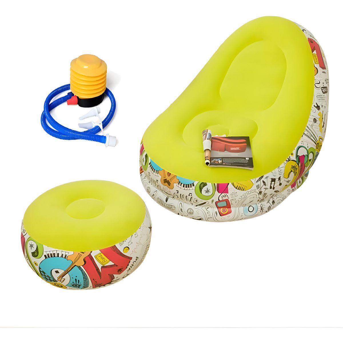 GENERICO - Sofá Tumbona Silla Inflable Reposa Pies Puff X L + Inflador Color Marron - 212091