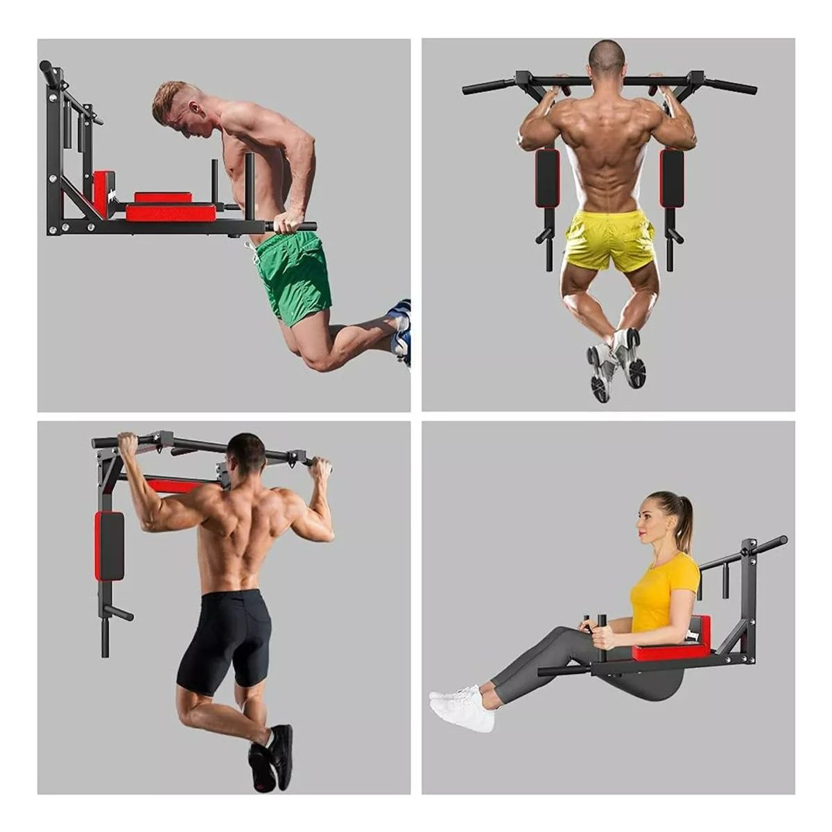 GENERICO - Barra Push Up Ejercicios Multifuncional Pared Gym 8en1 Color NEGRO - 237095