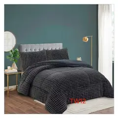 GENERICO - Cobertor de invierno de Plush y Chiporro 2 Plazas GS Gris Plomo Cuadrille