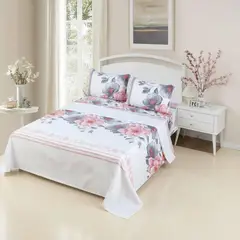 GENERICO - Juego De Sabanas 100% Algodón De 1 Plaza + 1 Funda Almohada - Multicolor - 1 Plaza