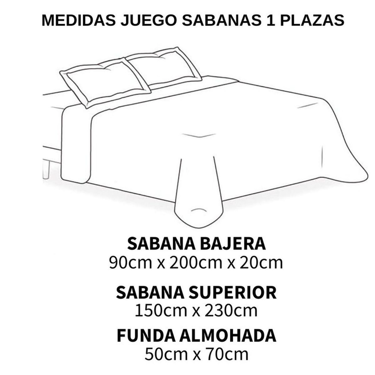 GENERICO - Juego De Sabanas 100% Algodón De 1 Plaza + 1 Funda Almohada - Multicolor - 1 Plaza