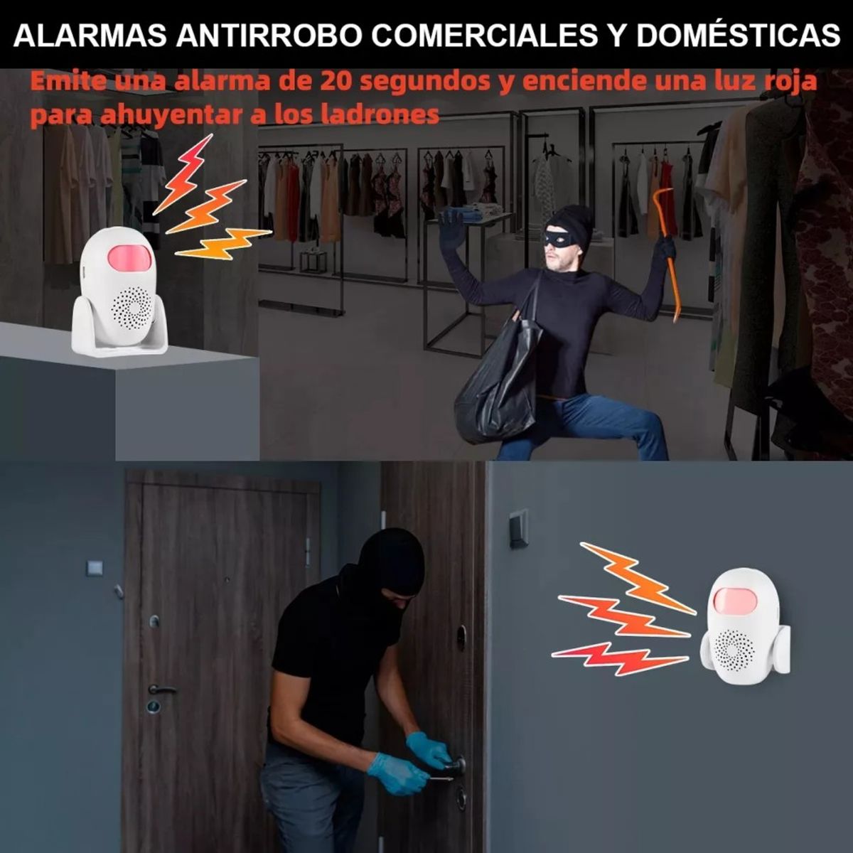 GENERICO - Alarma Sensor Movimiento Con Control Remoto Seguridad Casa Blanco BELUG