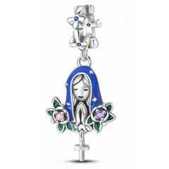 TODOJOYAS - Charm Dije Plata 925 Virgen María Flor de Loto