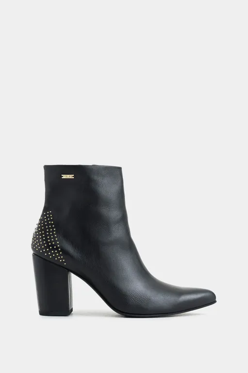 Vélez Botines Office Kira Cuero Mujer Mini Taches Negro
