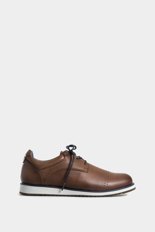 Vélez Zapatos Cordón Piero Cuero Hombre Suela Apariencia Deportiva Café