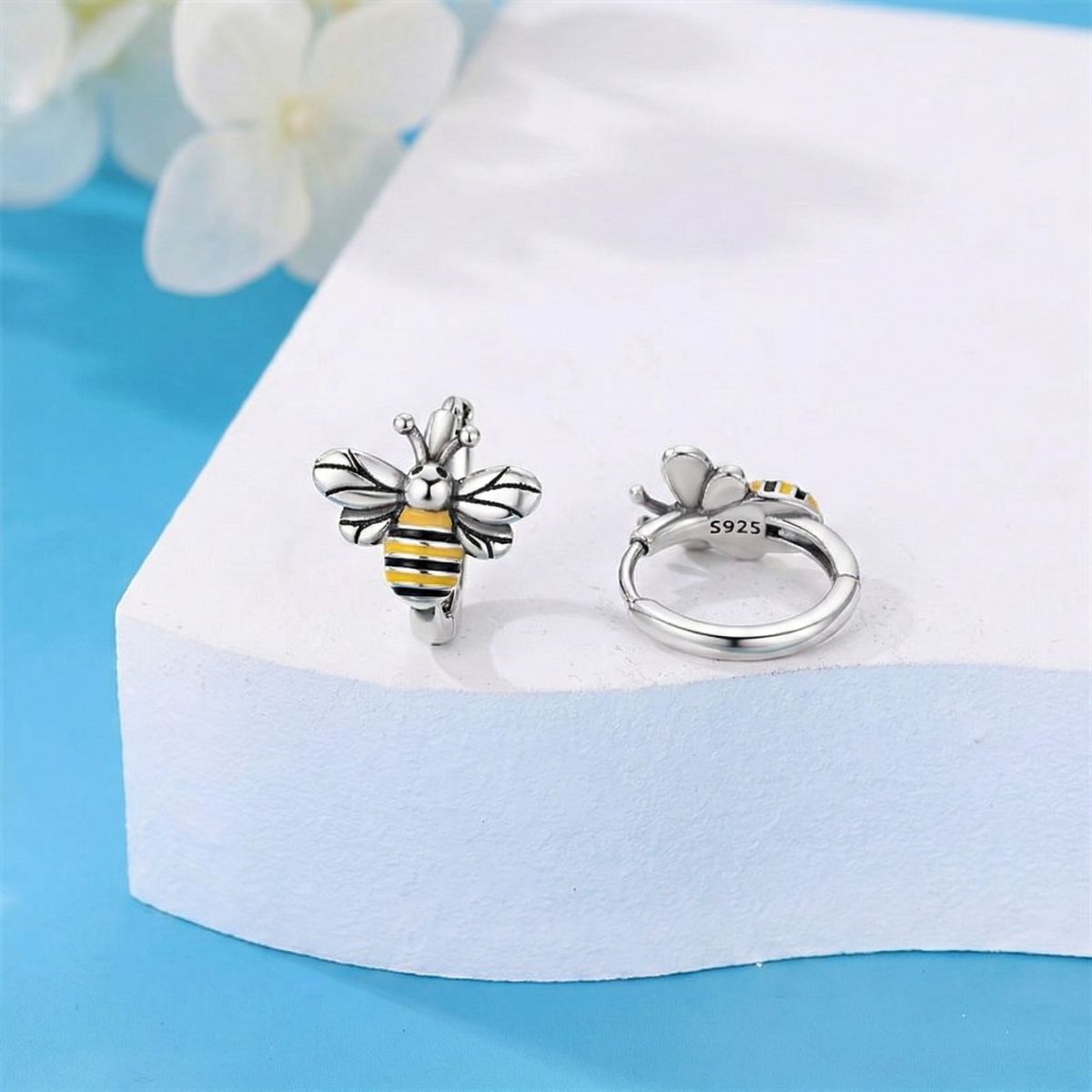 TODOJOYAS - Aros Plata 925 Abeja Argolla 14mm