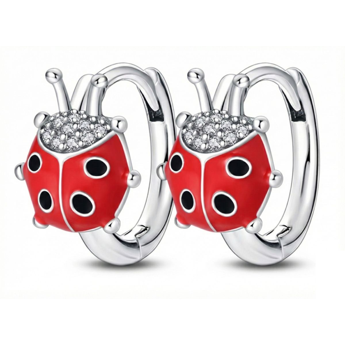 TODOJOYAS - Aros Plata 925 Mariquita Argolla 14mm