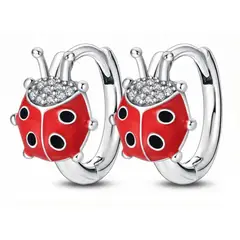 TODOJOYAS - Aros Plata 925 Mariquita Argolla 14mm