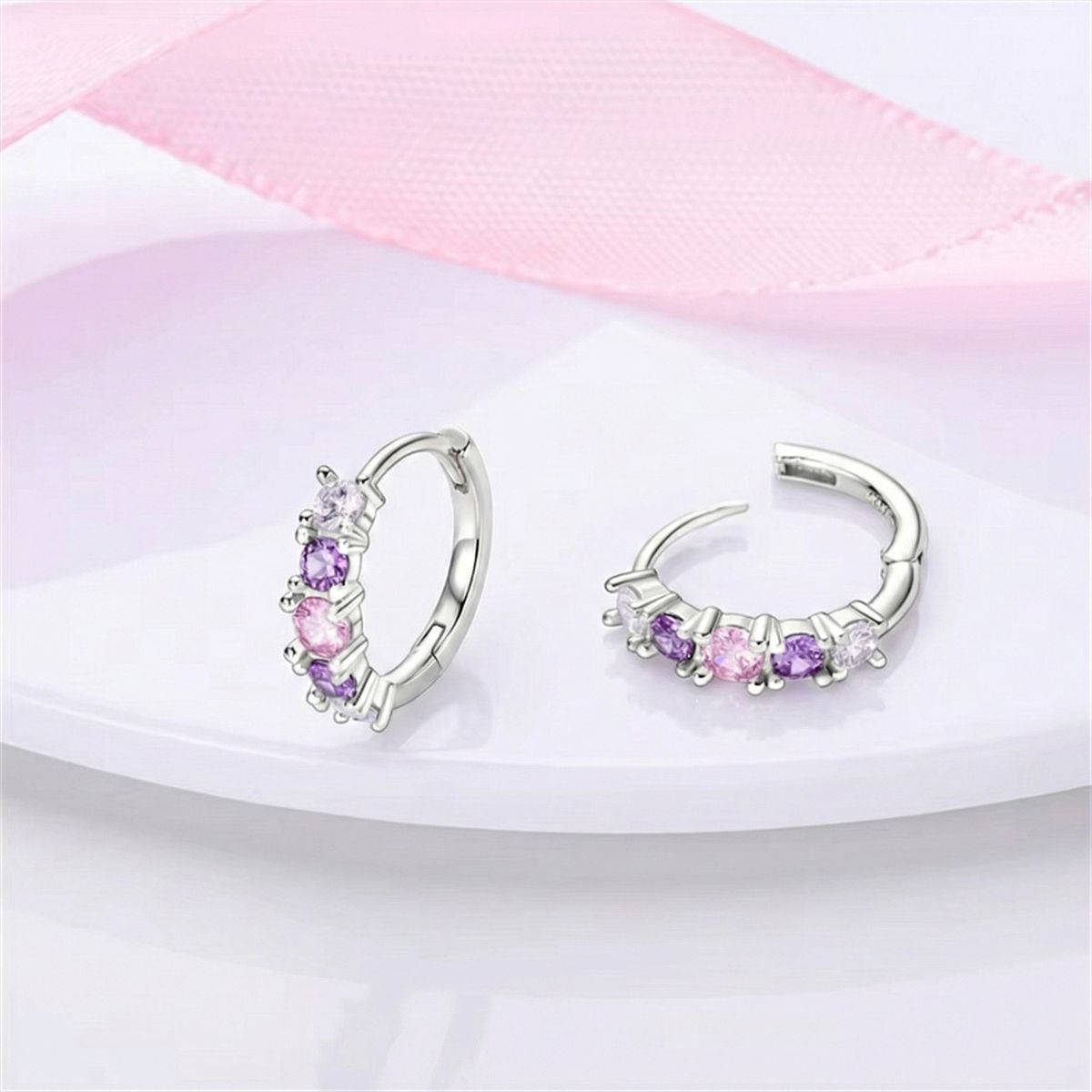TODOJOYAS - Aros Argollas Circones Morados y Rosados 20mm