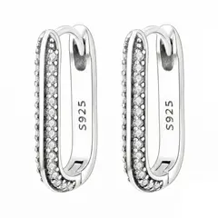 TODOJOYAS - Aros Argollas Huggies Plata 925 Eslabón Rectangular