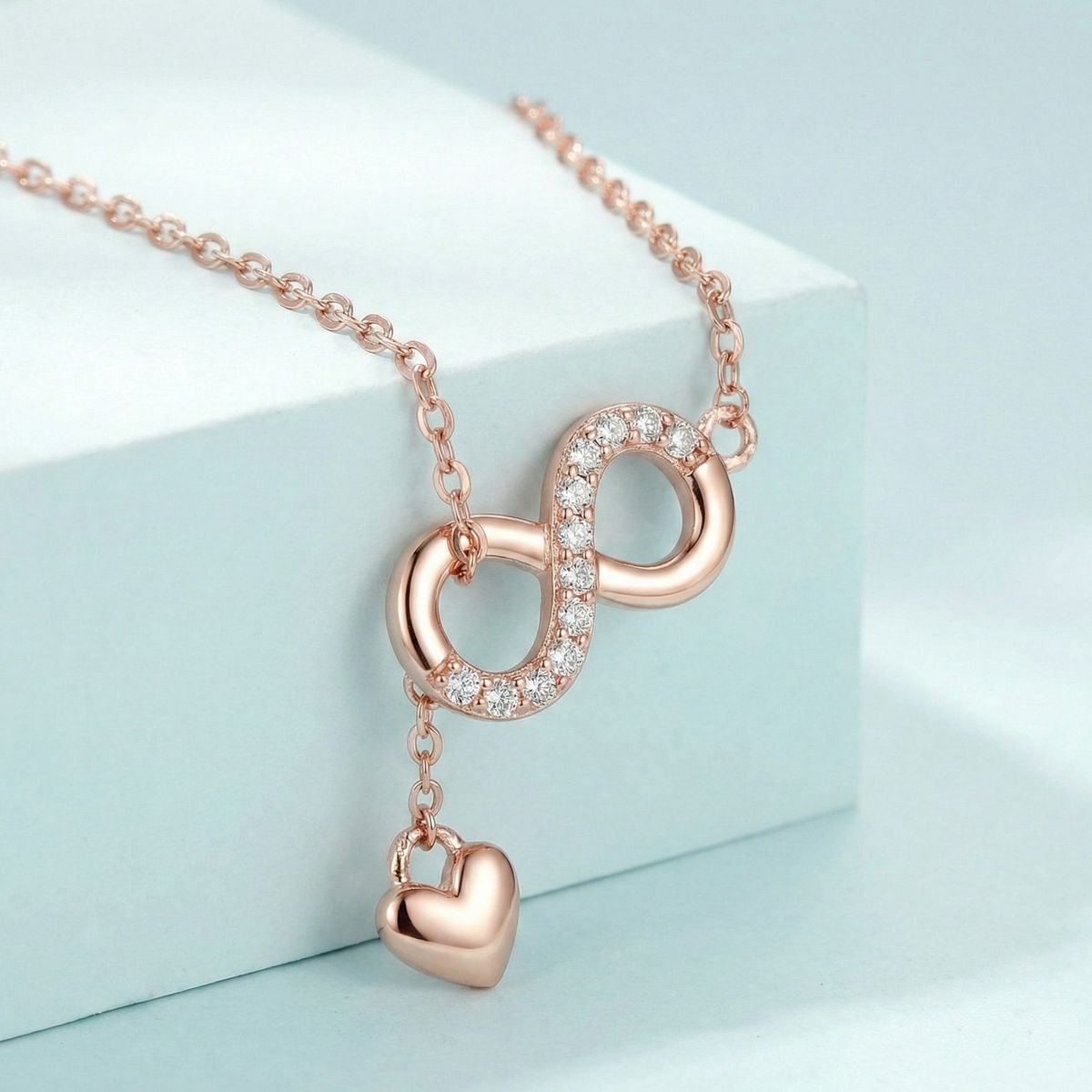 TODOJOYAS - Collar Plata 925 Infinito y Corazón Dorado