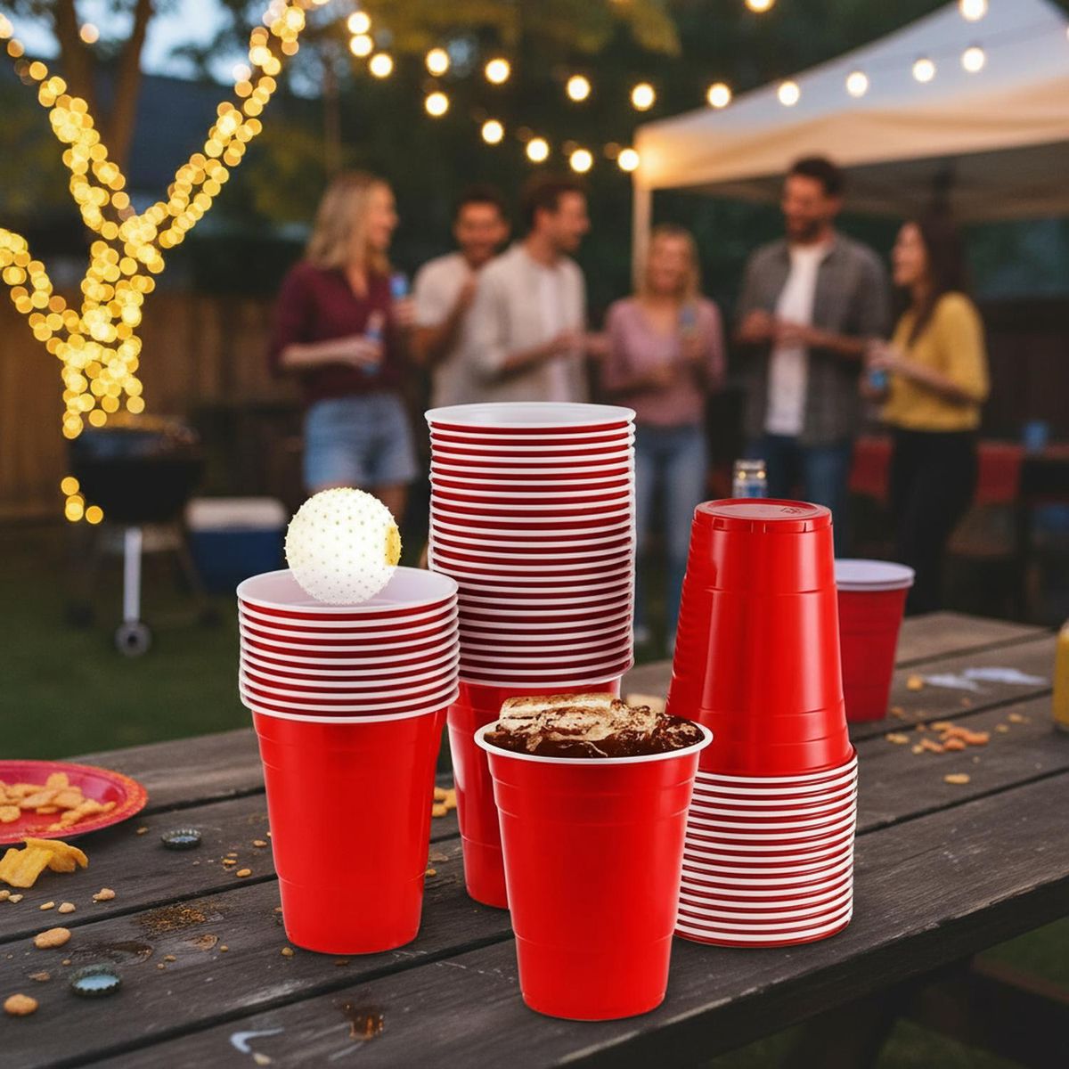 JAGIMA - Vaso Plastico Rojo Desechable Fiesta 450 Ml X 50 Uds Rojo