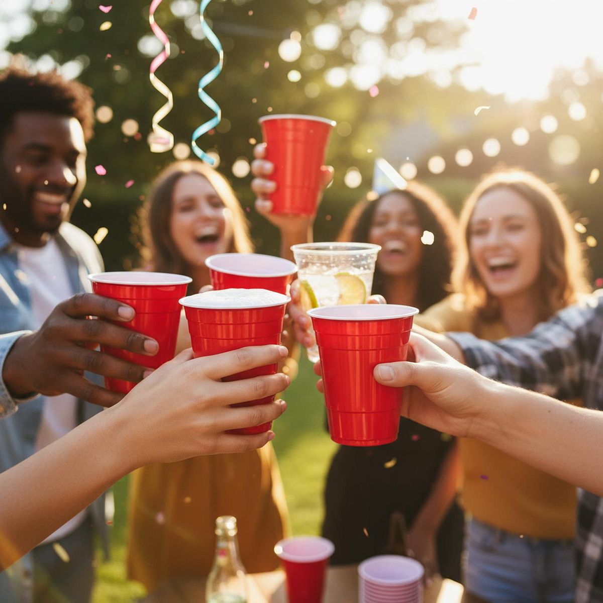 JAGIMA - Vaso Plastico Rojo Desechable Fiesta 450 Ml X 50 Uds Rojo