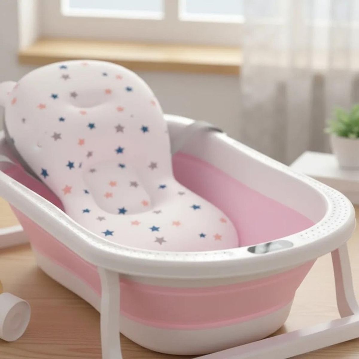 JAGIMA - Bañera Plegable Bebé + Malla + Termómetro - Jagima - Rosa
