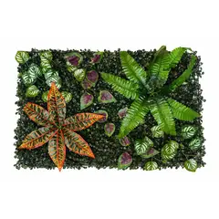 ARBUSTO REAL - Jardín Muro Vertical Artificial B Palmeta Plantas 60x40 Cm Para Decoracion De Interiores Y Terrazas
